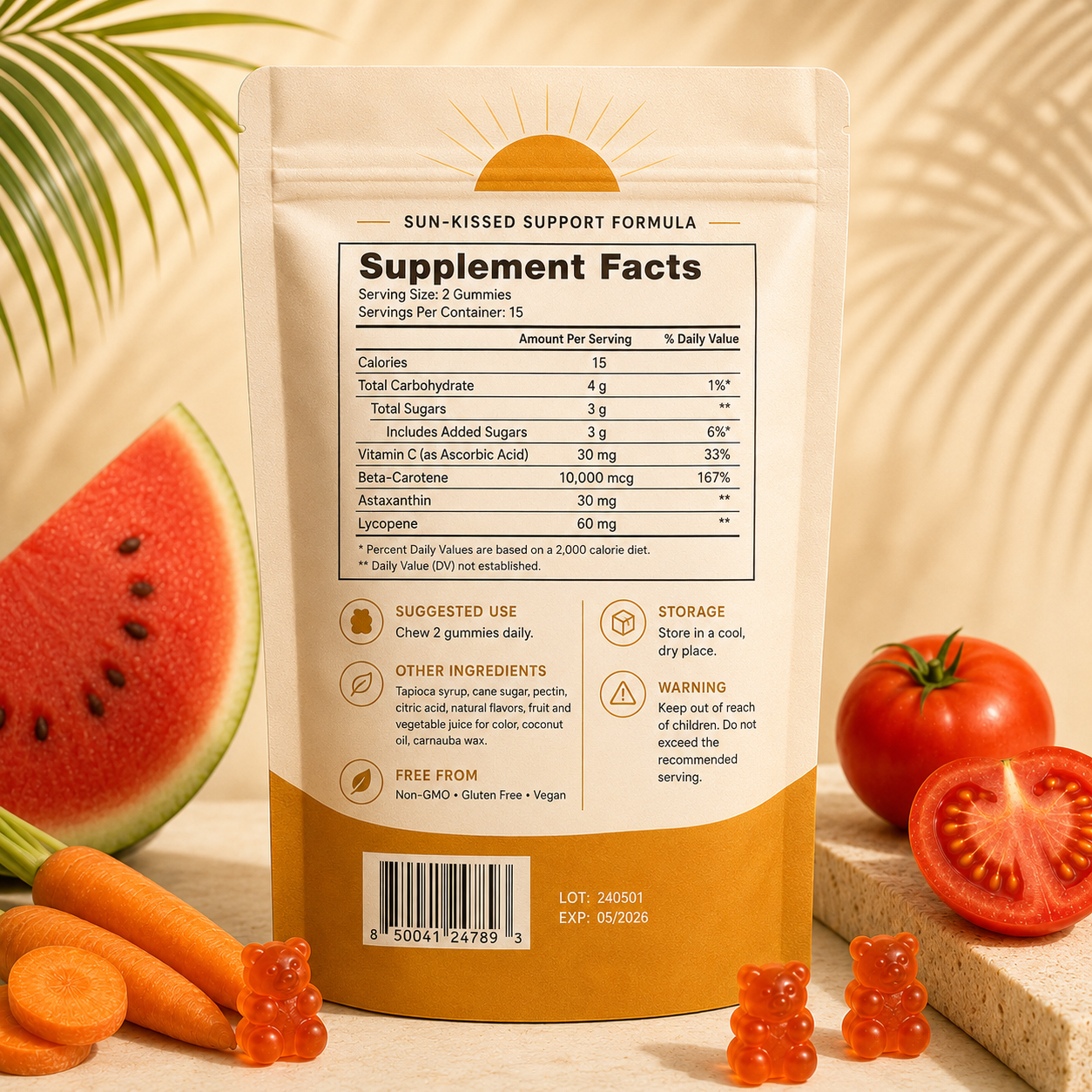 Golden Glow Tanning Gummies – UV-Free Tan Support