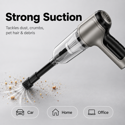 Powerful Mini Cordless Vacuum Cleaner for Car, Home & Office