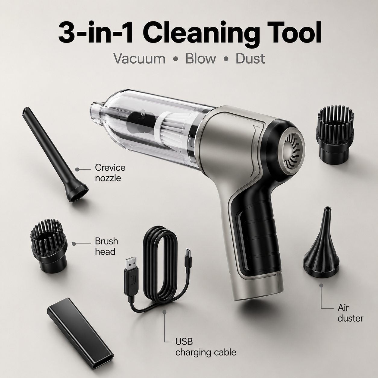 Powerful Mini Cordless Vacuum Cleaner for Car, Home & Office
