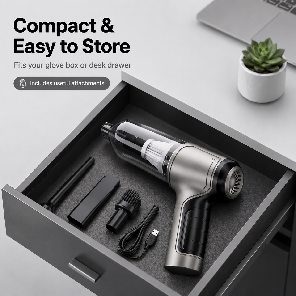 Powerful Mini Cordless Vacuum Cleaner for Car, Home & Office